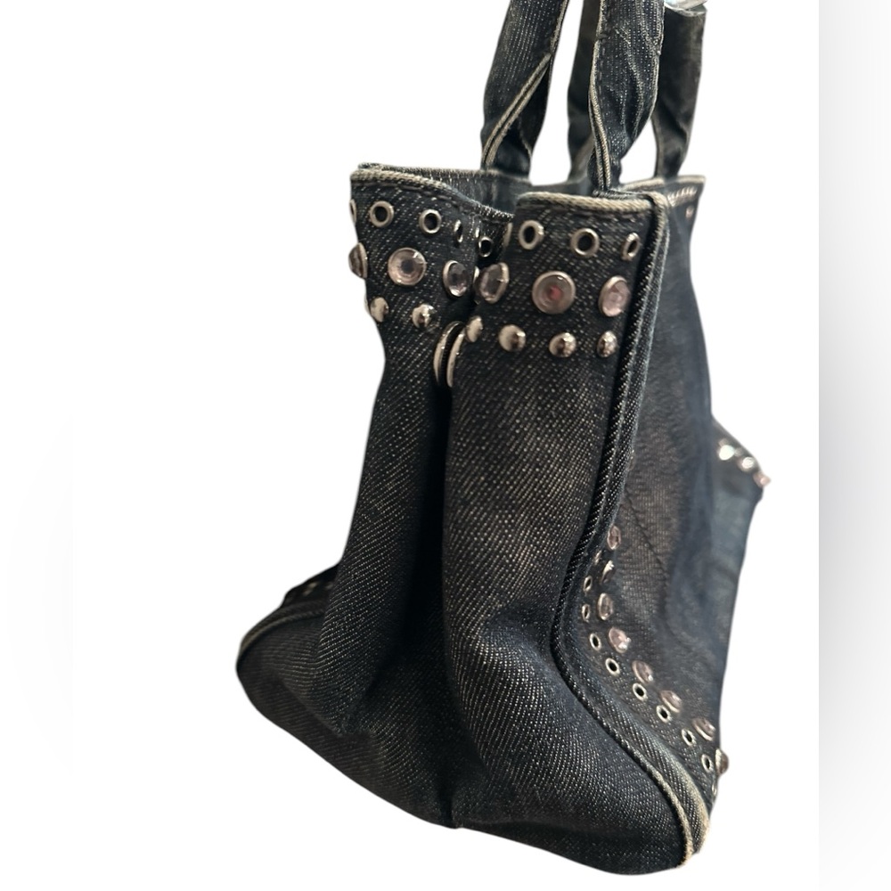 Authentic Prada Canapa Denim Studded Bag - Picture 3 of 7